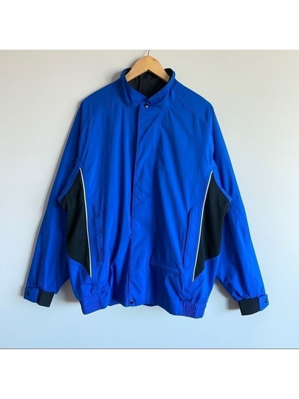 Footjoy FJ Dryjoys Lined Full Zip Golf Windbreaker Rain Jacket Mens M Blue/Black
